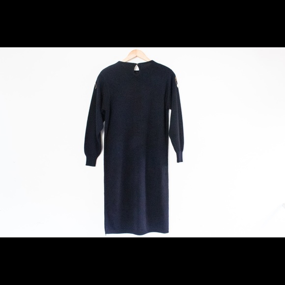Darian | Vintage 80's Black Jeweled Long Sleeved Sweater Dress | Size Medium - Picture 6 of 10